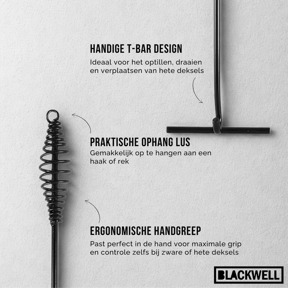 Blackwell Lid Lifter for Casserole - Dutch Oven - Black Steel - 42 cm