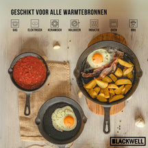 Blackwell Cast Iron Frying Pan Set / Skillets ø 16, 20 & 25 cm - without non-stick coating
