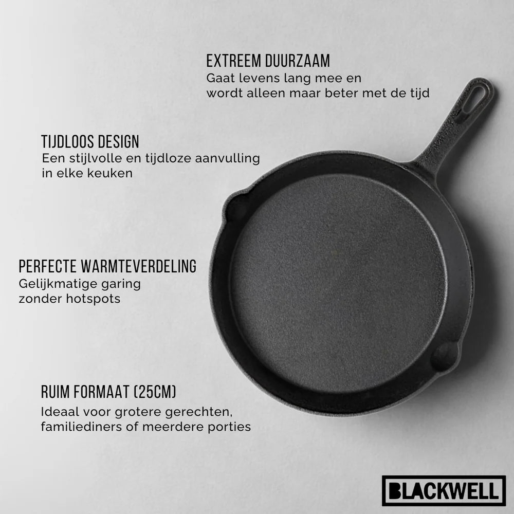 Blackwell Cast Iron Frying Pan Set / Skillets ø 16, 20 & 25 cm - without non-stick coating
