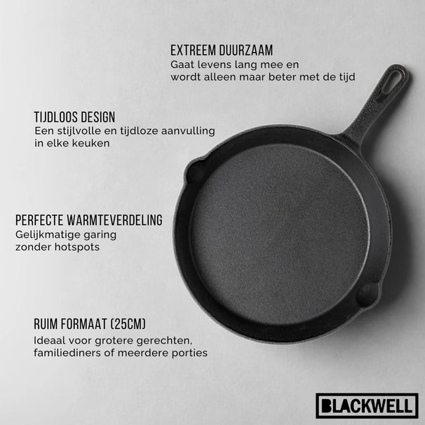 Blackwell Cast Iron Frying Pan Set / Skillets ø 16, 20 & 25 cm - without non-stick coating
