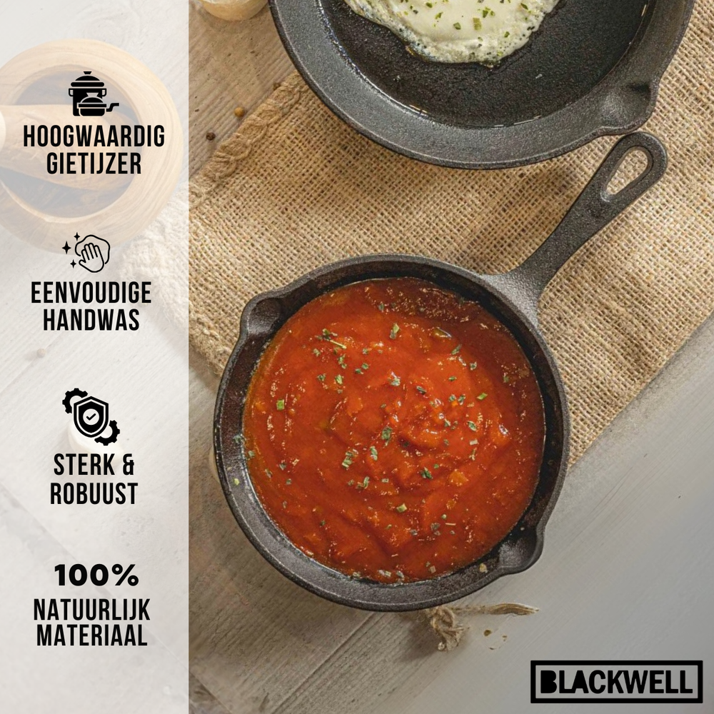 Blackwell Frying pan cast iron / skillet Ø 16 cm – suitable for all heat sources –  without non-stick coating 