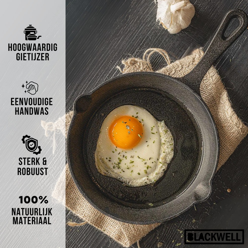 Blackwell Frying pan cast iron / skillet Ø 20 cm – suitable for all heat sources –  without non-stick coating 