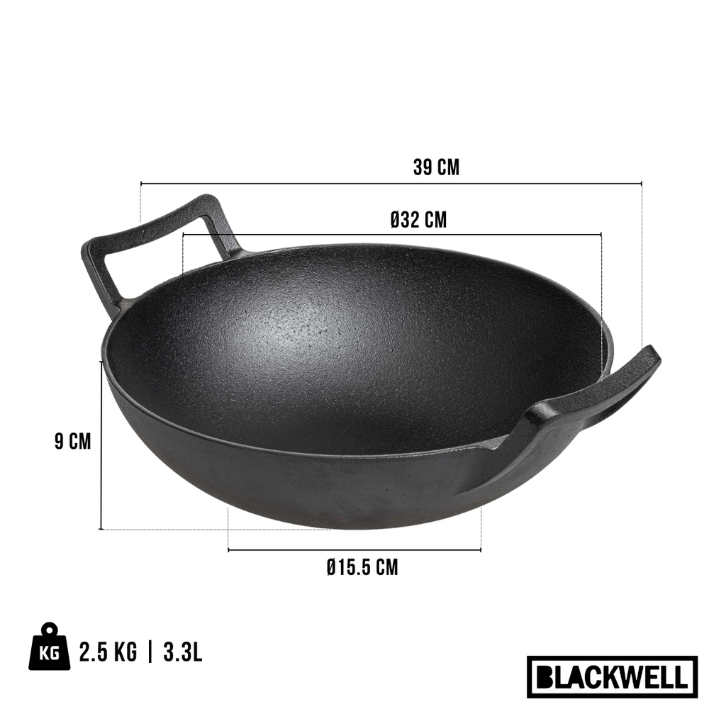 Blackwell Wok Cast Iron / Wok ø 32 cm / 3.3 liters - without non-stick coating