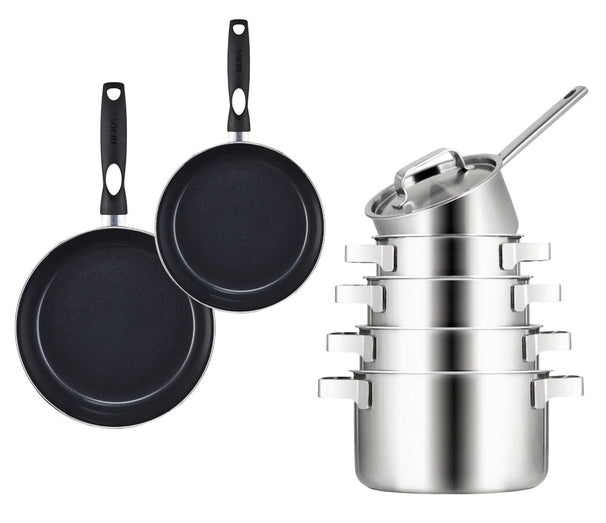 Sola Ruby 7-piece pan set - Saucepan ø 16, 18, 20 and 24 cm and saucepan ø 16 cm & BEKA frying pans ø 24 & 28 cm