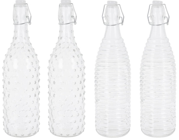 Cookinglife Clip Bottles Dots & Lines - 1 Liter - 4 pieces