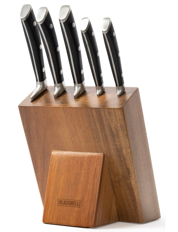Blackwell Knife Block - Deluxe - Chef's Knife, Bread Knife, Meat Knife, Office Knife & Peeling Knife 6-Piece