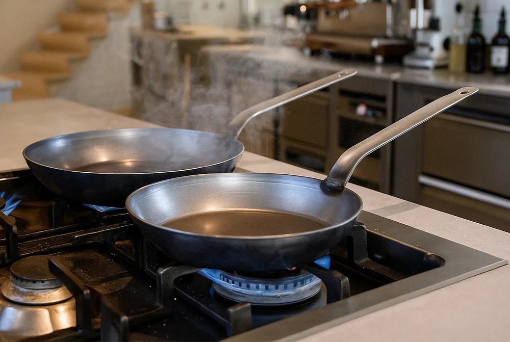 Blackwell Frying Pan Set Plate Steel - Lyonnaise Pan - ø 24 & 28 cm - without non-stick coating