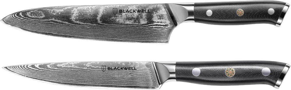 Blackwell Knife Set (Chef's knife + office knive) - Japanese style - 67 layers damask steel - VG10 - 2-piece