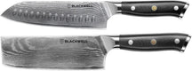 Blackwell Knife Set (Santoku knife + vegetable knife/Nakiri) - Japanese style - 67 layers damask steel - VG10 - 2-piece