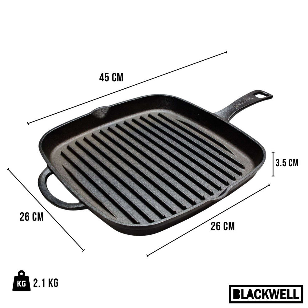 Blackwell Grill Pan Cast Iron - 26 x 26 cm - Without non-stick coating
