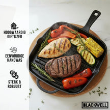 Blackwell Grill Pan Cast Iron - 26 x 26 cm - Without non-stick coating