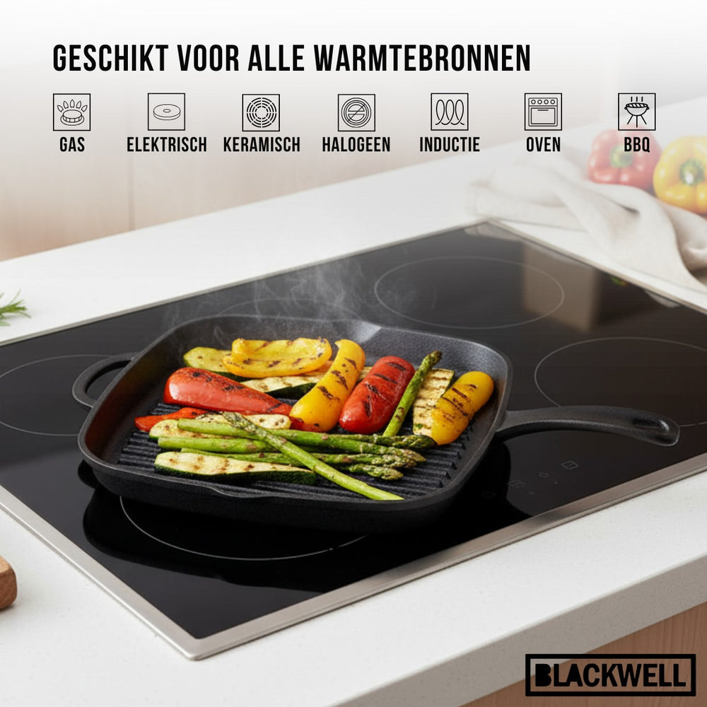 Blackwell Grill Pan Cast Iron - 26 x 26 cm - Without non-stick coating
