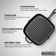 Blackwell Grill Pan Cast Iron - 26 x 26 cm - Without non-stick coating
