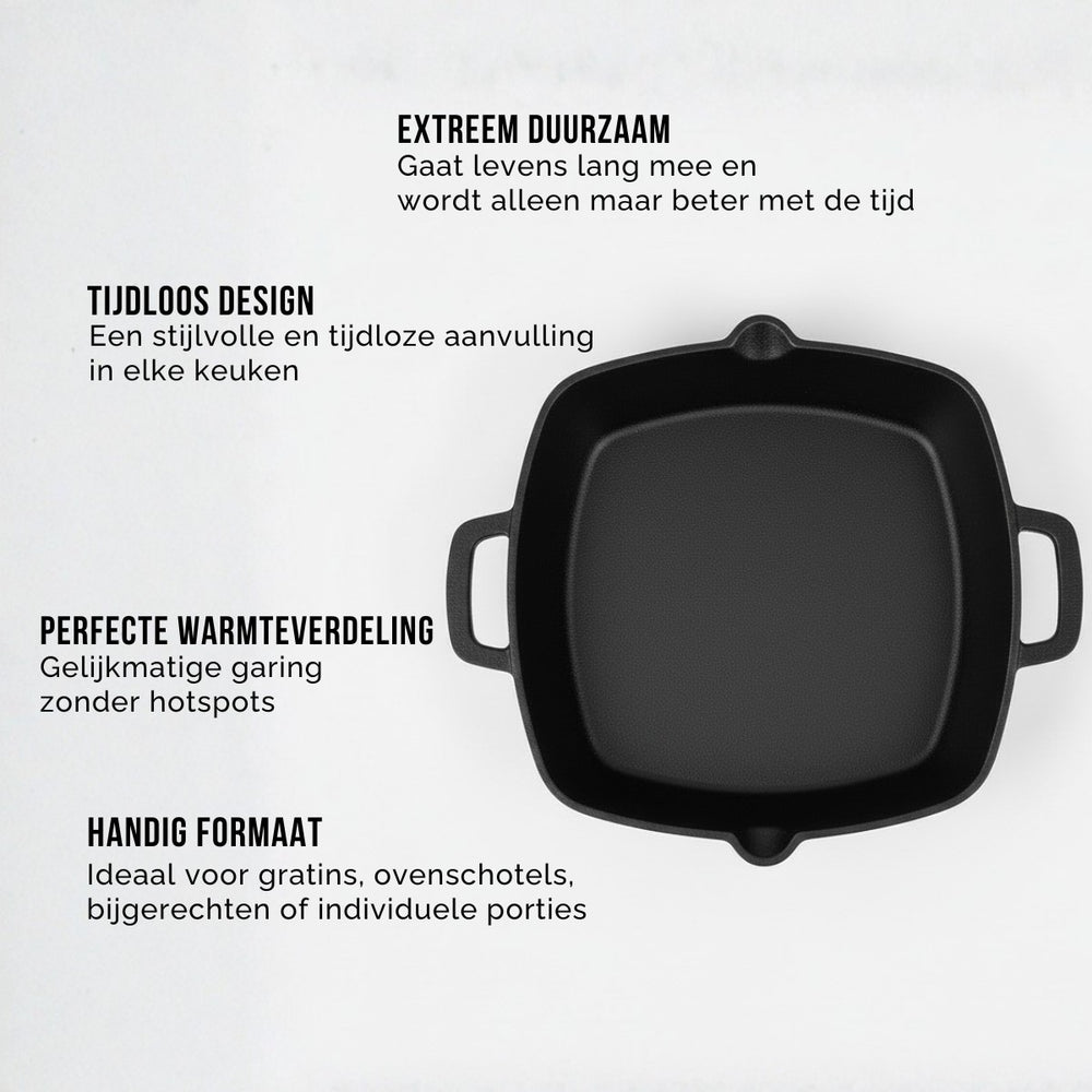 Cookinglife Oven Dish Cast Iron - 25 x 25 cm / 2 Liters