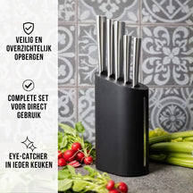 Blackwell Knife Block - Chef's knife, Bread knife, Meat knife, Office knife & Paring knife 6-Piece