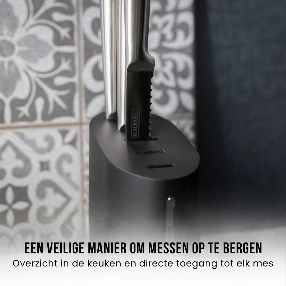 Blackwell Knife Block - Chef's knife, Bread knife, Meat knife, Office knife & Paring knife 6-Piece