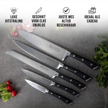 Blackwell Knife Block - Deluxe - Chef's Knife, Bread Knife, Meat Knife, Office Knife & Peeling Knife 6-Piece