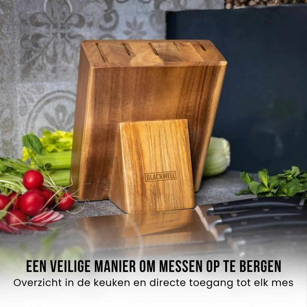 Blackwell Knife Block - Deluxe - Chef's Knife, Bread Knife, Meat Knife, Office Knife & Peeling Knife 6-Piece