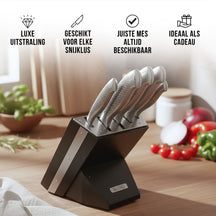 Blackwell Knife Block - Black - Chef's knife, Santoku knife, Bread knife, Office knife & Paring knife 6-Piece
