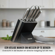 Blackwell Knife Block - Black - Chef's knife, Santoku knife, Bread knife, Office knife & Paring knife 6-Piece