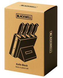 Blackwell Knife Block - Black - Chef's knife, Santoku knife, Bread knife, Office knife & Paring knife 6-Piece