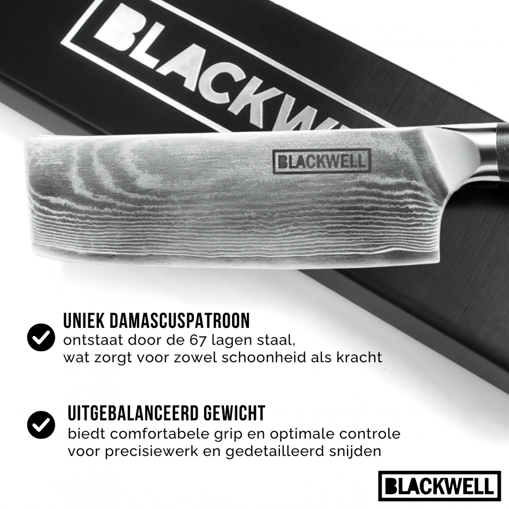 Blackwell Knife Set (Santoku knife + vegetable knife/Nakiri) - Japanese style - 67 layers damask steel - VG10 - 2-piece