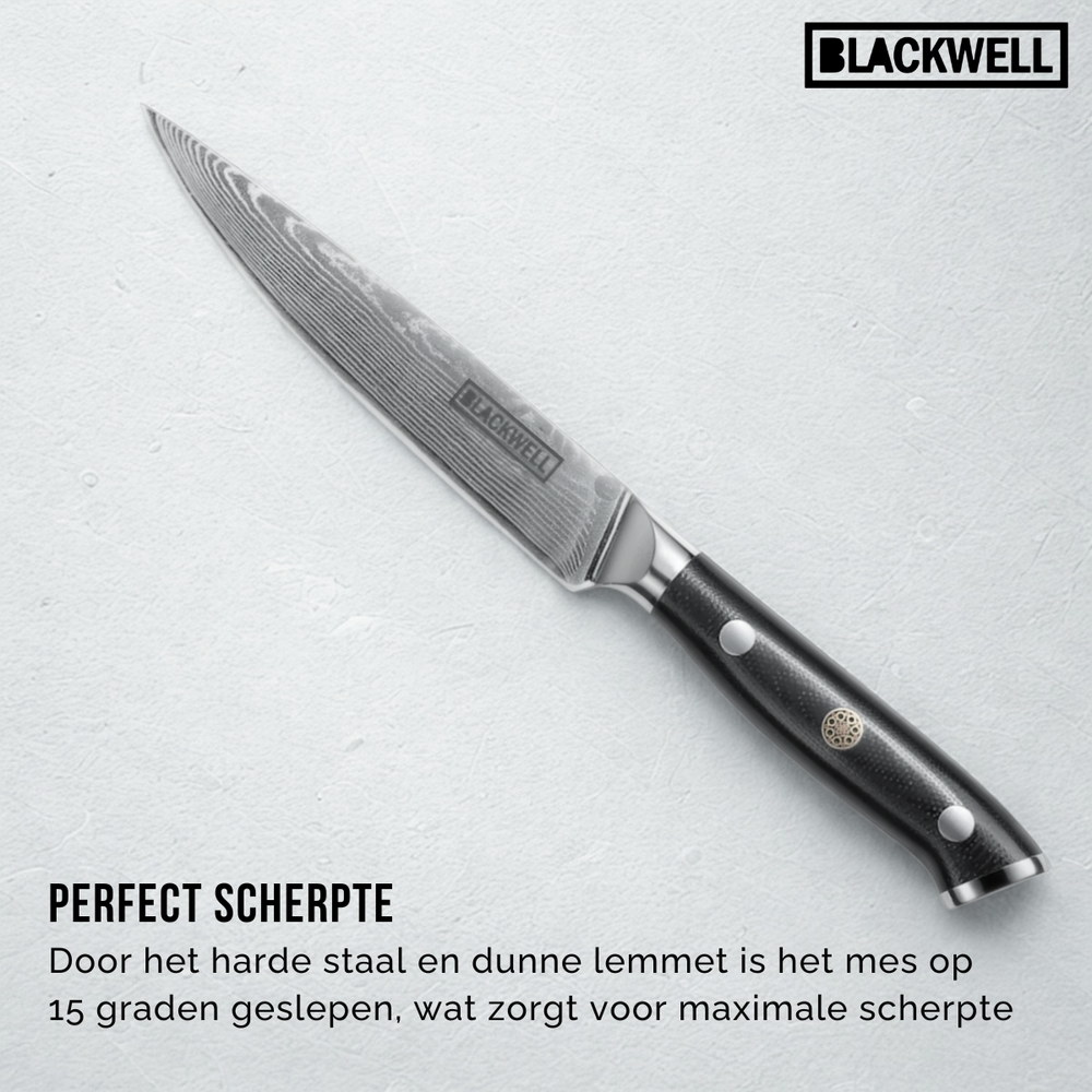 Blackwell office knive Damascus - Japanese style - 67 layers damask steel - 12.5 cm