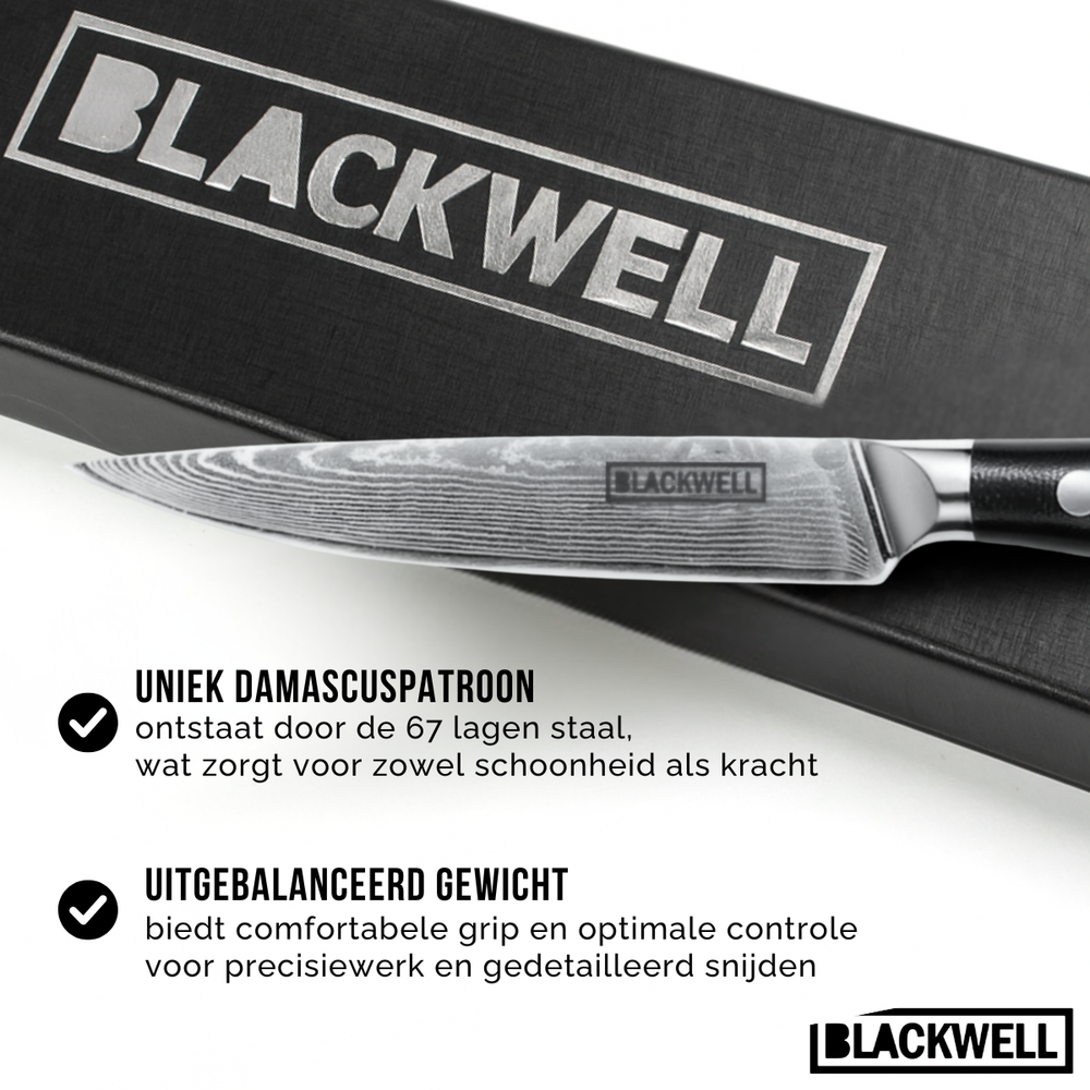 Blackwell office knive Damascus - Japanese style - 67 layers damask steel - 12.5 cm