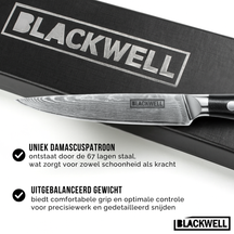 Blackwell office knive Damascus - Japanese style - 67 layers damask steel - 12.5 cm