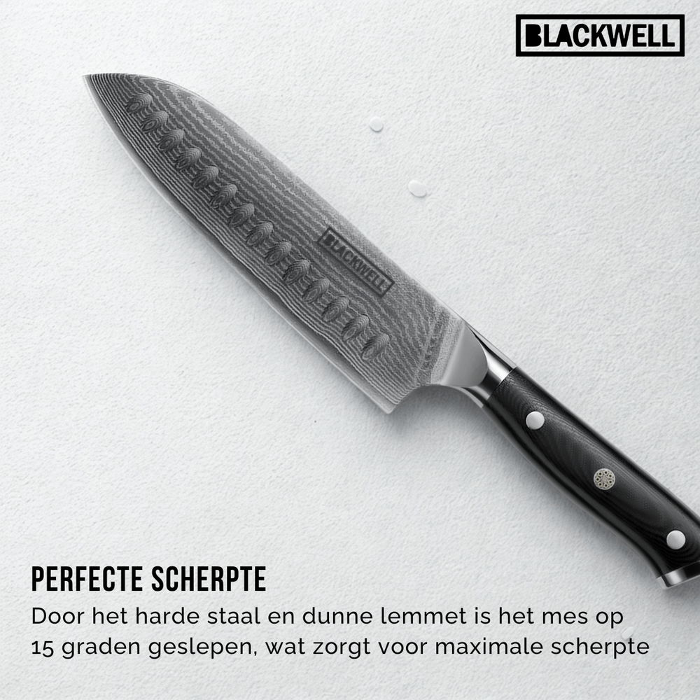 Blackwell Knife Set (Santoku knife + vegetable knife/Nakiri) - Japanese style - 67 layers damask steel - VG10 - 2-piece