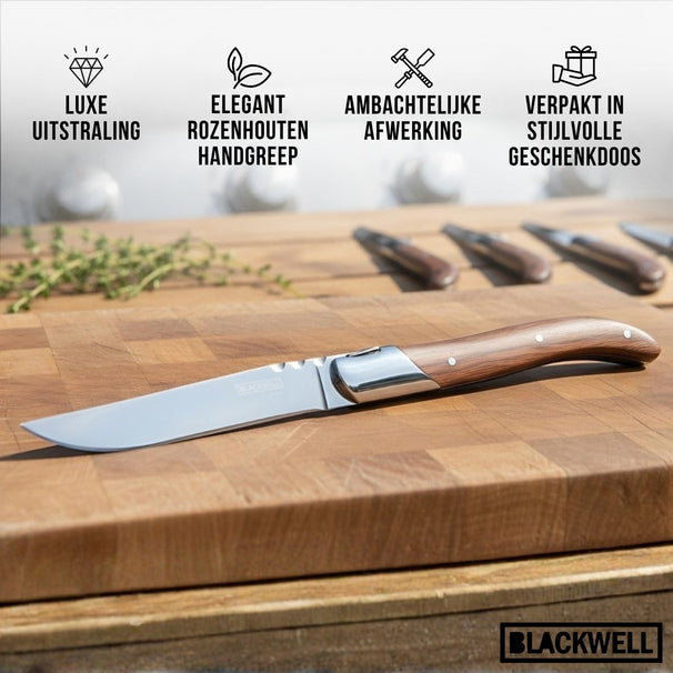 Blackwell Steak Cutlery Laguiole - Steak Knives & Forks - Rosewood - 12 Pieces