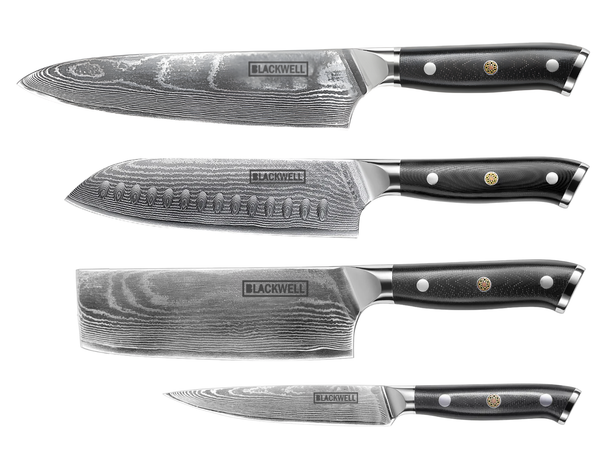 Blackwell Knife Set Damascus - Japanese style - 67 layers damask steel - VG10 - 4-piece