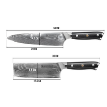 Blackwell Knife Set (Chef's knife + vegetable knife/Nakiri) - Japanese style - 67 layers damask steel - VG10 - 2-piece