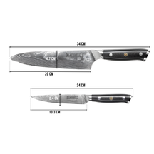 Blackwell Knife Set (Chef's knife + office knive) - Japanese style - 67 layers damask steel - VG10 - 2-piece