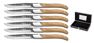 Blackwell Steak Knives Laguiole - Raw Black - Olive Wood - 6 pieces
