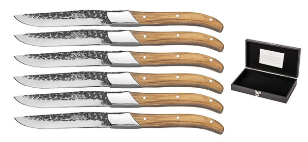 Blackwell Steak Knives Laguiole - Raw Black - Olive Wood - 6 pieces