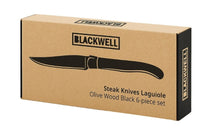 Blackwell Steak Knives Laguiole - Raw Black - Olive Wood - 6 pieces