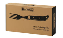Blackwell Steak Cutlery Laguiole - Steak Knives & Forks - Olive Wood - 12 Pieces