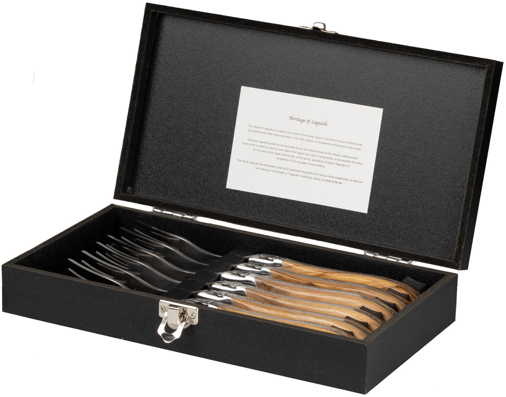 Blackwell Steak Cutlery Laguiole - Steak Knives & Forks - Olive Wood - 12 Pieces
