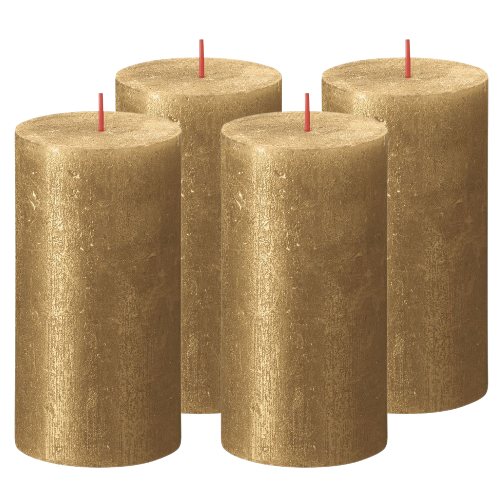 Bolsius Stem candle Shimmer Gold - 13 cm / ø 7 cm - 4 Pieces