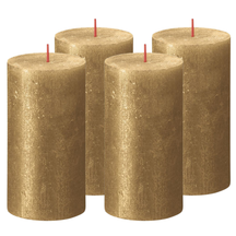 Bolsius Stem candle Shimmer Gold - 13 cm / ø 7 cm - 4 Pieces