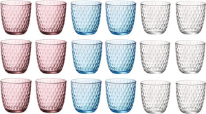 Bormioli Rocco Colored Water Glasses - Glass Set Slot - 18 pieces