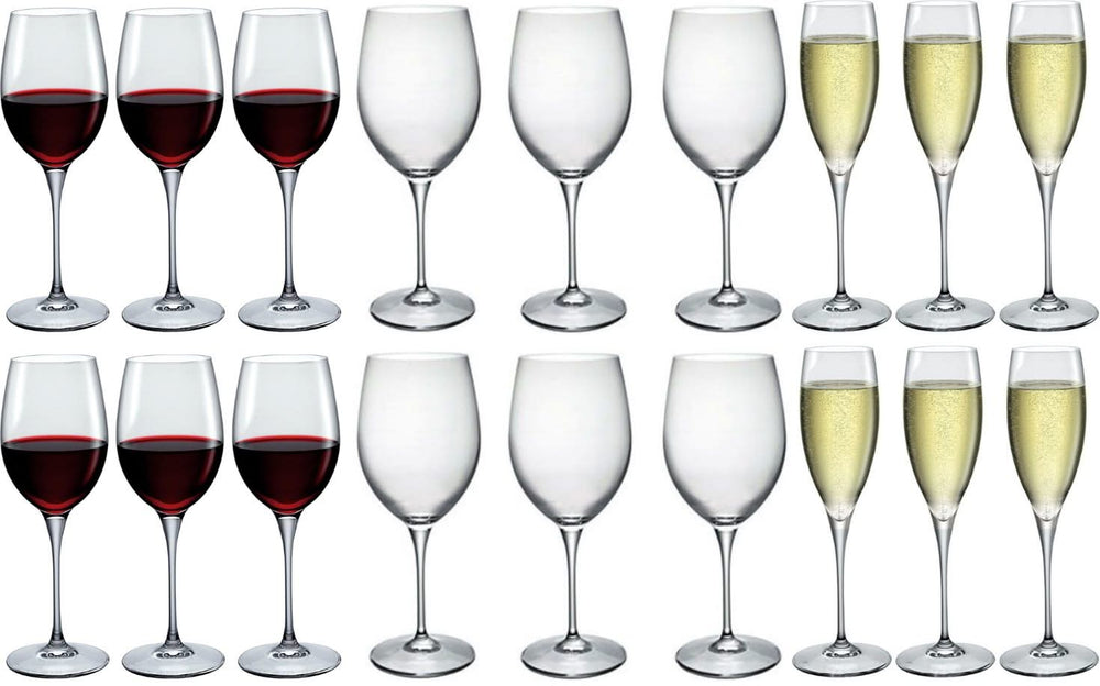 Bormioli Rocco Wine Glass Set Premium (Wine glasses & Champagne glasses) - 18 piece set