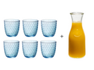 Bormioli Rocco Glass Slot Blue 290 ml - 6 pieces + Cookinglife Carafe 1 Liter