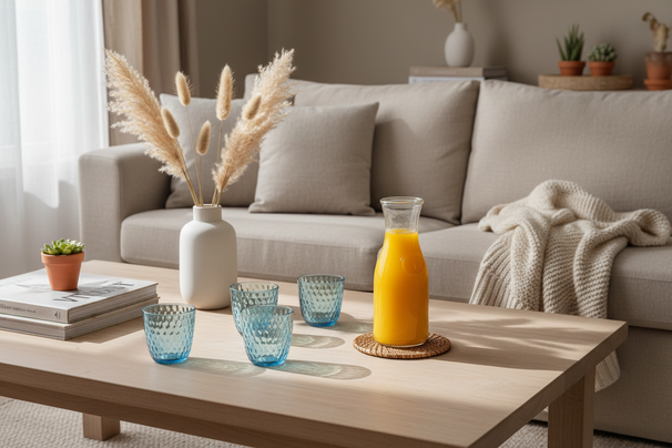 Bormioli Rocco Glass Slot Blue 290 ml - 6 pieces + Cookinglife Carafe 1 Liter