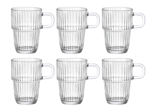Bormioli Rocco Latte Macchiato Glasses - Irish Coffee Glasses - Coffee Cups with Handle - Stackable - Barshine 315 ml - 6 pieces