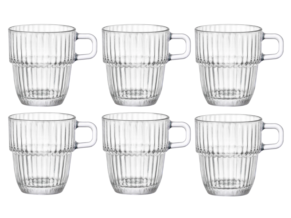 Bormioli Rocco Coffee Cups with Handle - Stackable - Barshine 185 ml - 6 pieces
