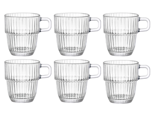 Bormioli Rocco Coffee Cups with Handle - Stackable - Barshine 185 ml - 6 pieces