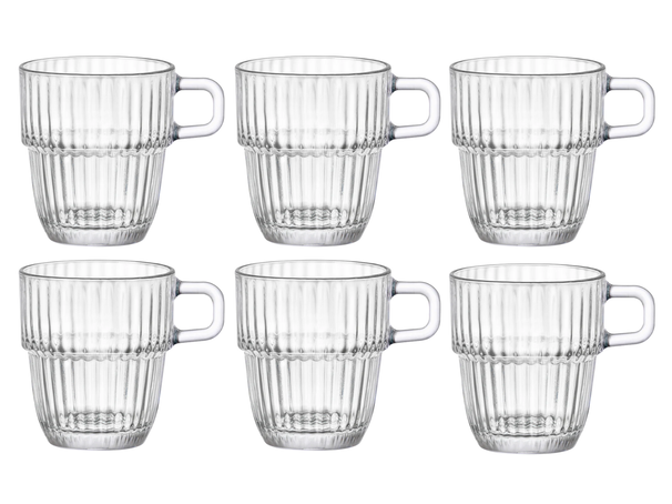 Bormioli Rocco Coffee Cups with Handle - Stackable - Barshine 185 ml - 6 pieces