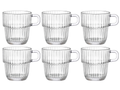 Bormioli Rocco Tea Glasses - Coffee Cups with Handle - Stackable - Barshine 250 ml - 6 pieces